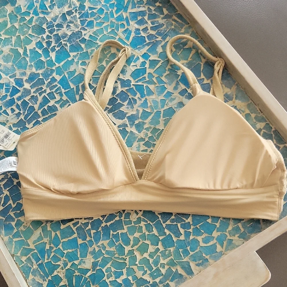 Aerie Gold Shimmer Bikini Set - Metallic Two-Piece